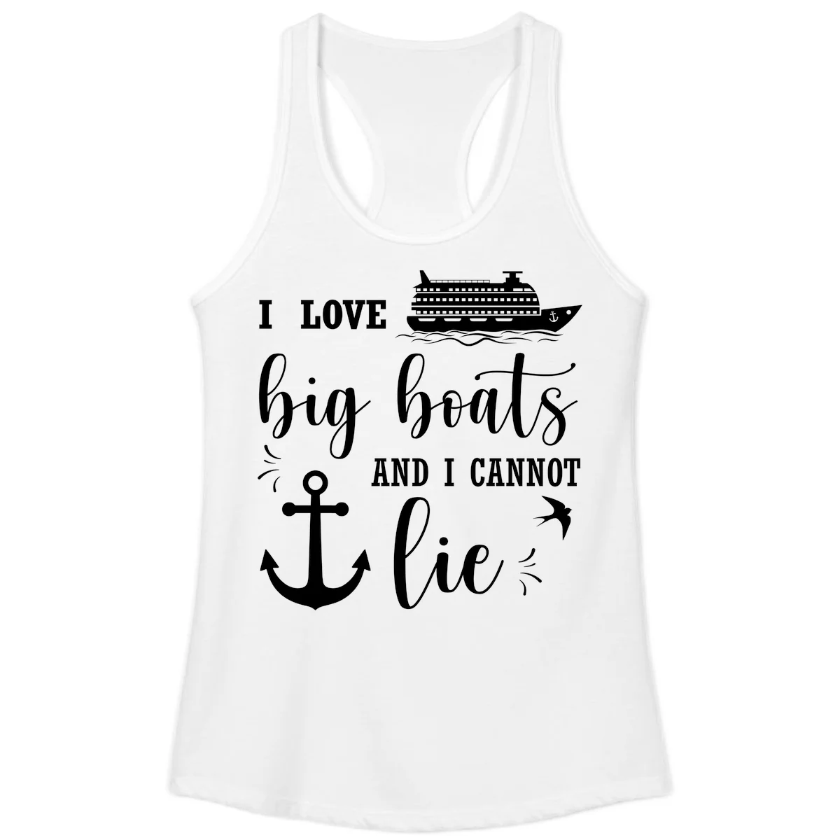 Big Boats And I Cannot Lie Ladies Tank in White
