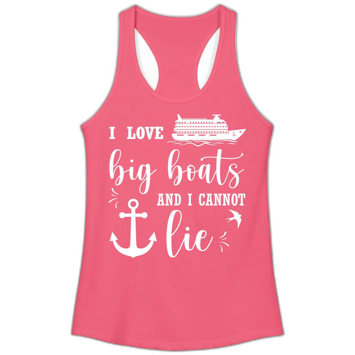 Big Boats And I Cannot Lie Ladies Tank in Hot Pink
