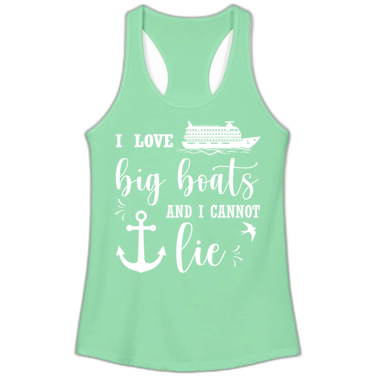 Big Boats And I Cannot Lie Ladies Tank in Solid Mint