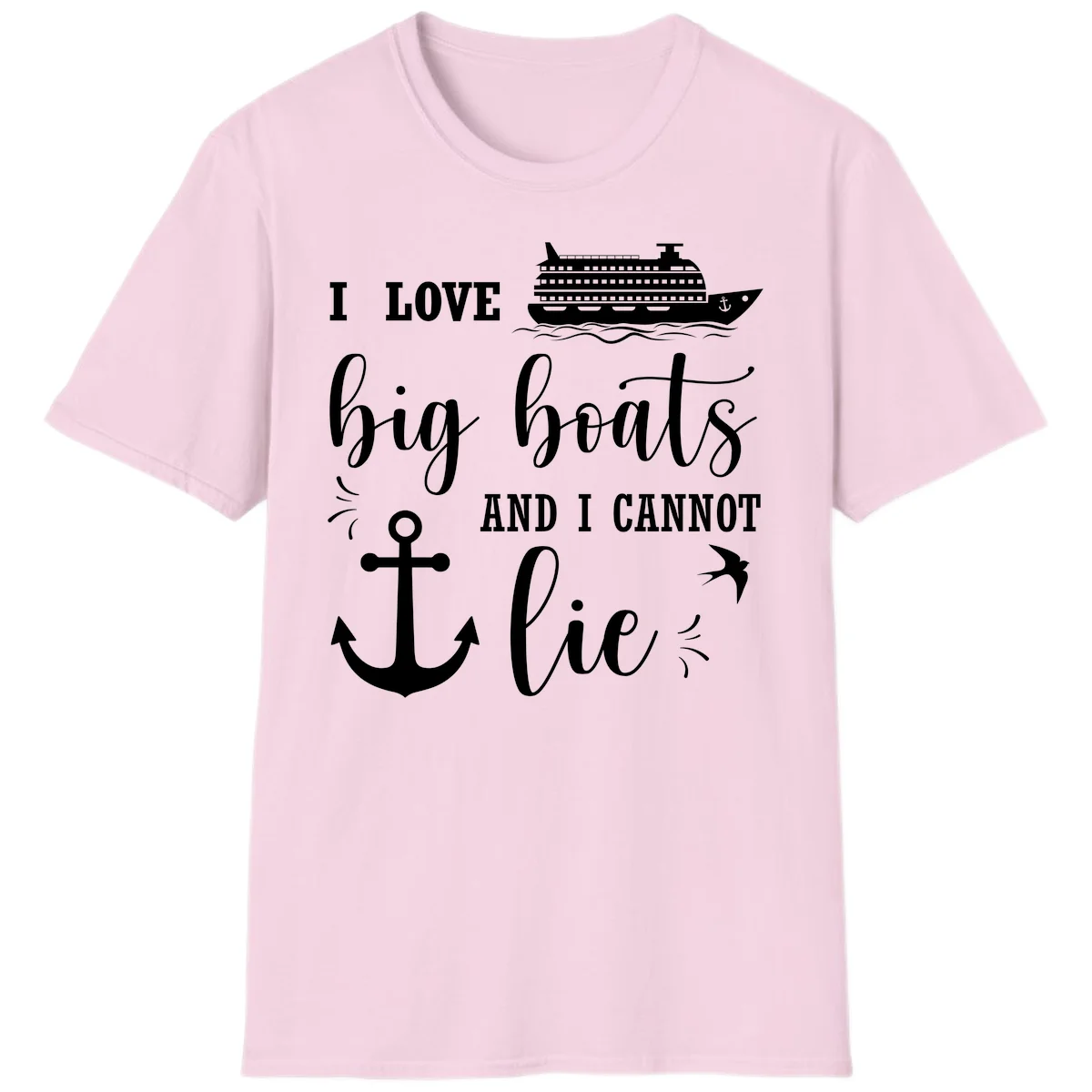 Big Boats And I Cannot Lie T-Shirt in Light Pink
