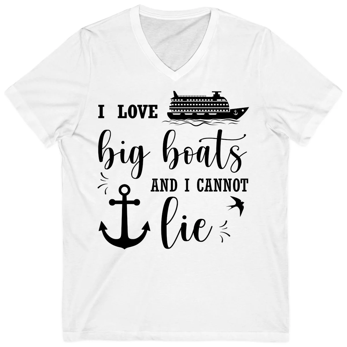 Big Boats And I Cannot Lie V-Neck in White