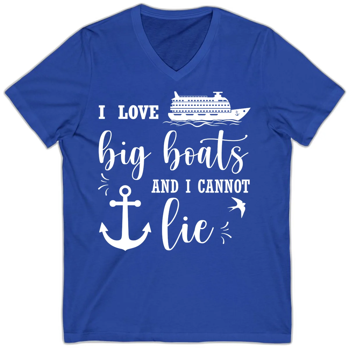 Big Boats And I Cannot Lie V-Neck in True Royal