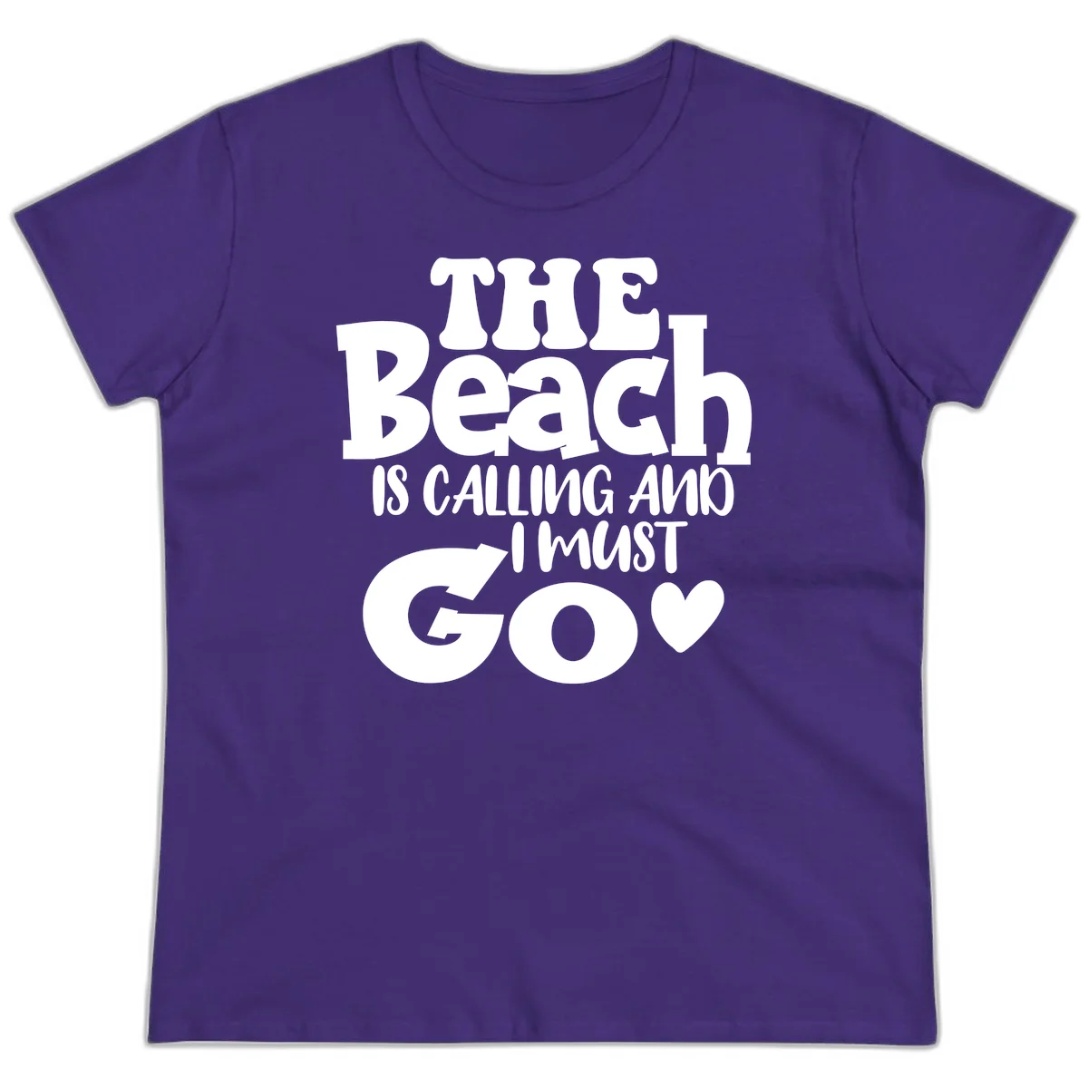 The Beach Is Calling And I Must Go Ladies Tee in Purple