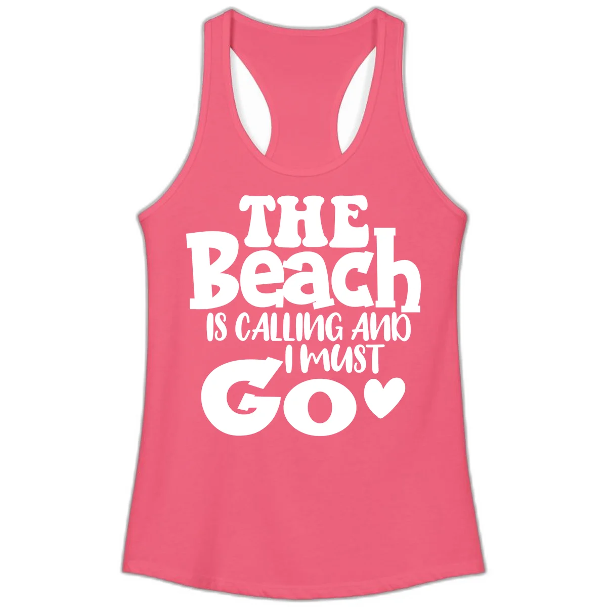 The Beach Is Calling And I Must Go Ladies Tank in Hot Pink
