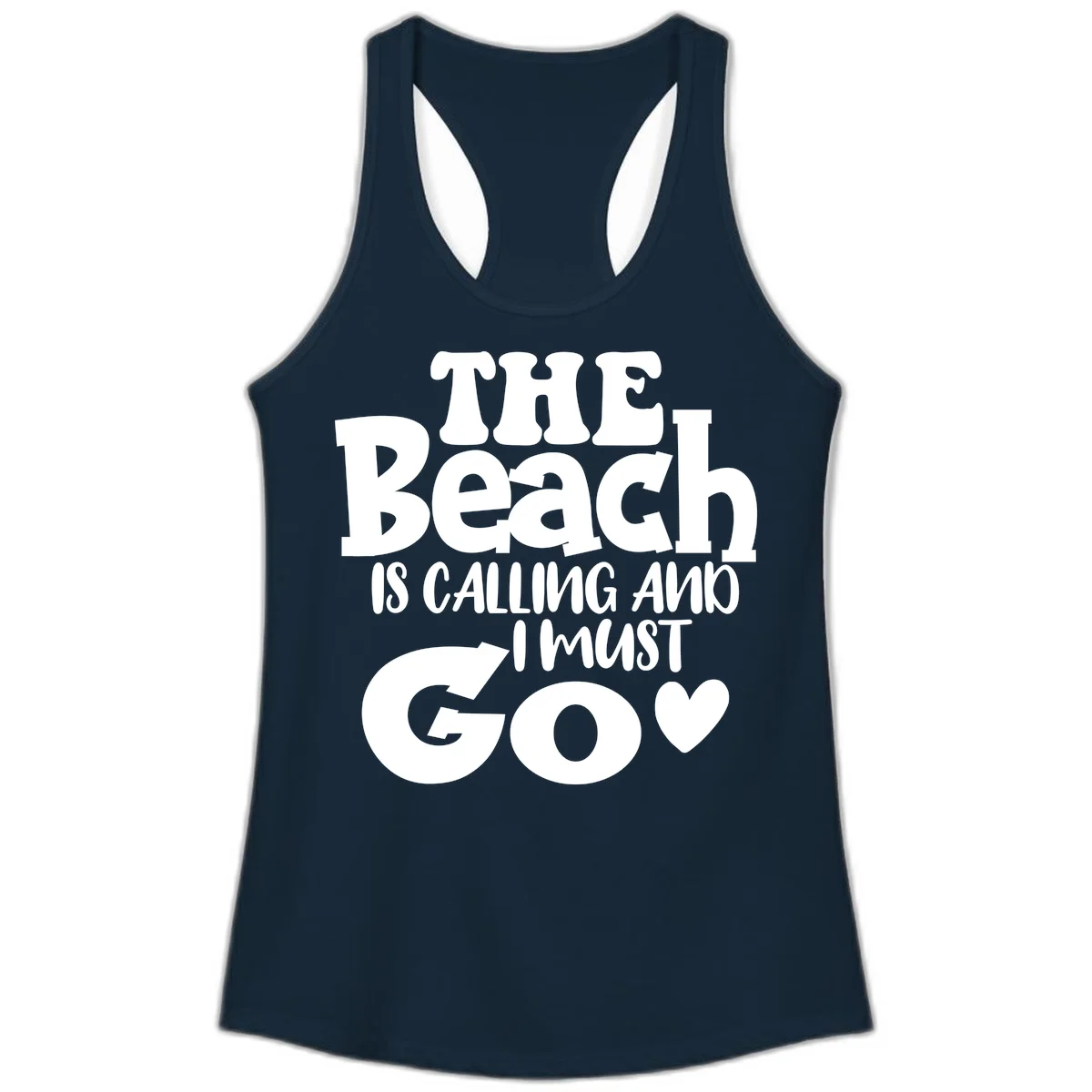 The Beach Is Calling And I Must Go Ladies Tank in Solid Midnight Navy