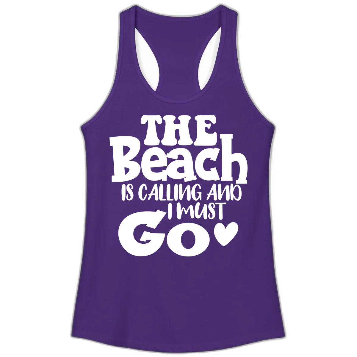 The Beach Is Calling And I Must Go Ladies Tank in Solid Purple Rush