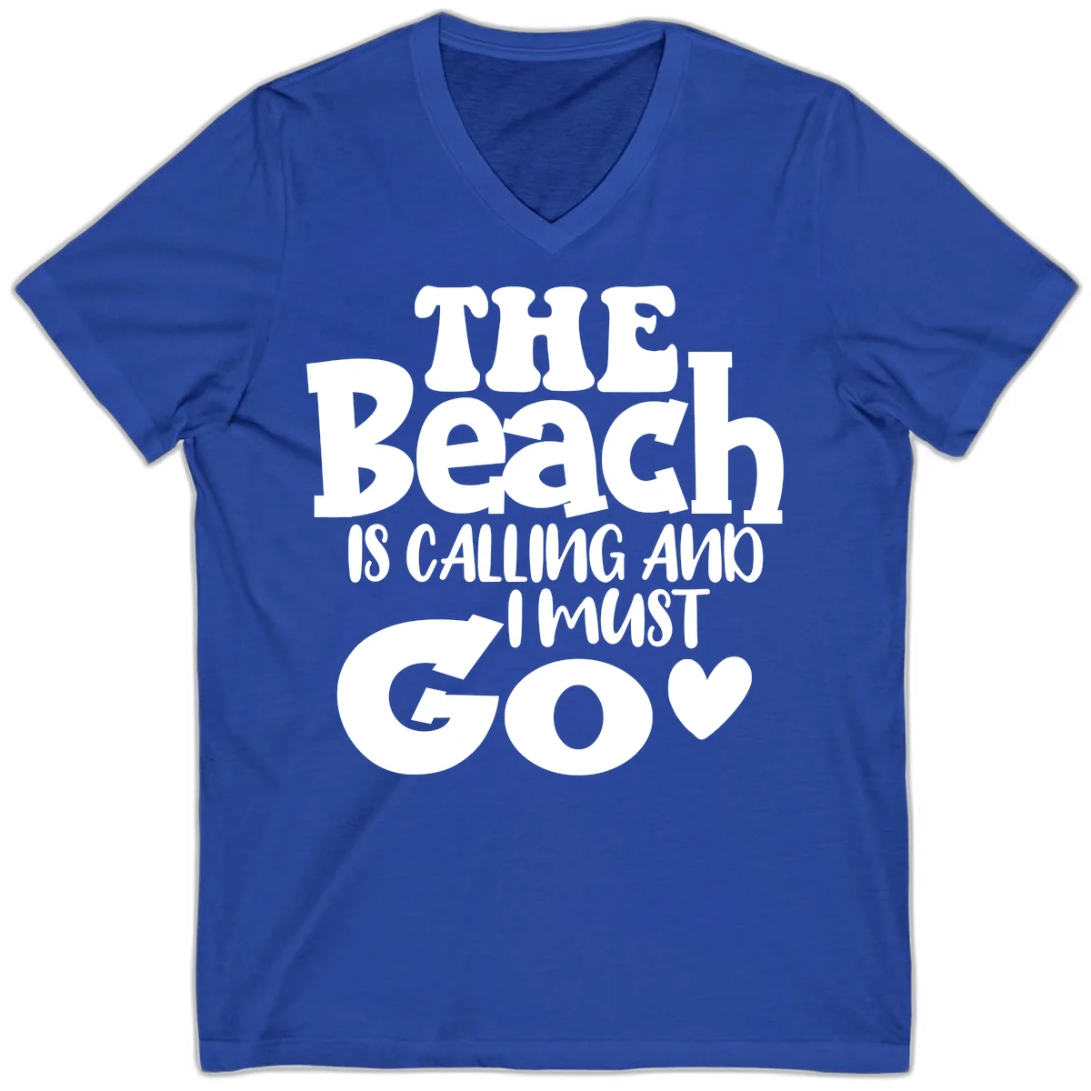 The Beach Is Calling And I Must Go V-Neck in True Royal