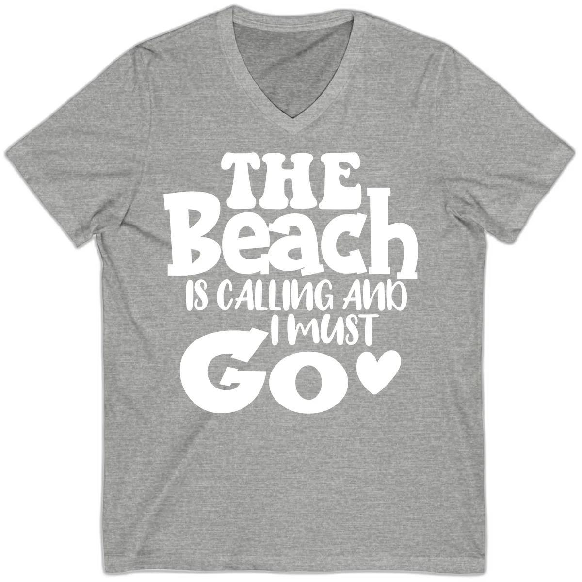 The Beach Is Calling And I Must Go V-Neck in Athletic Heather