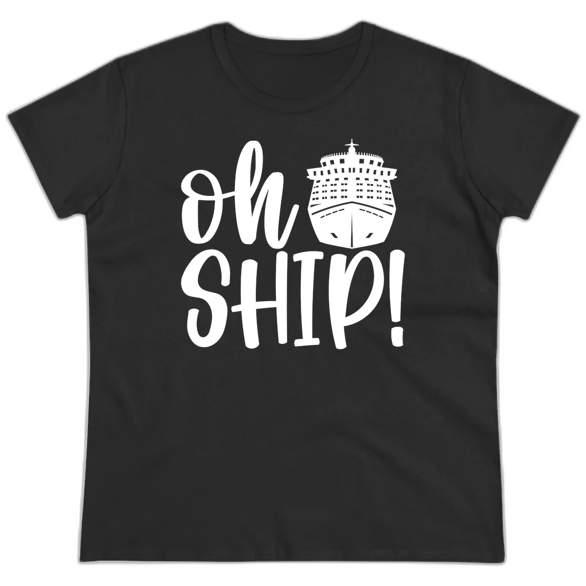 Ow Ship Cruise Design Ladies Tee in Black