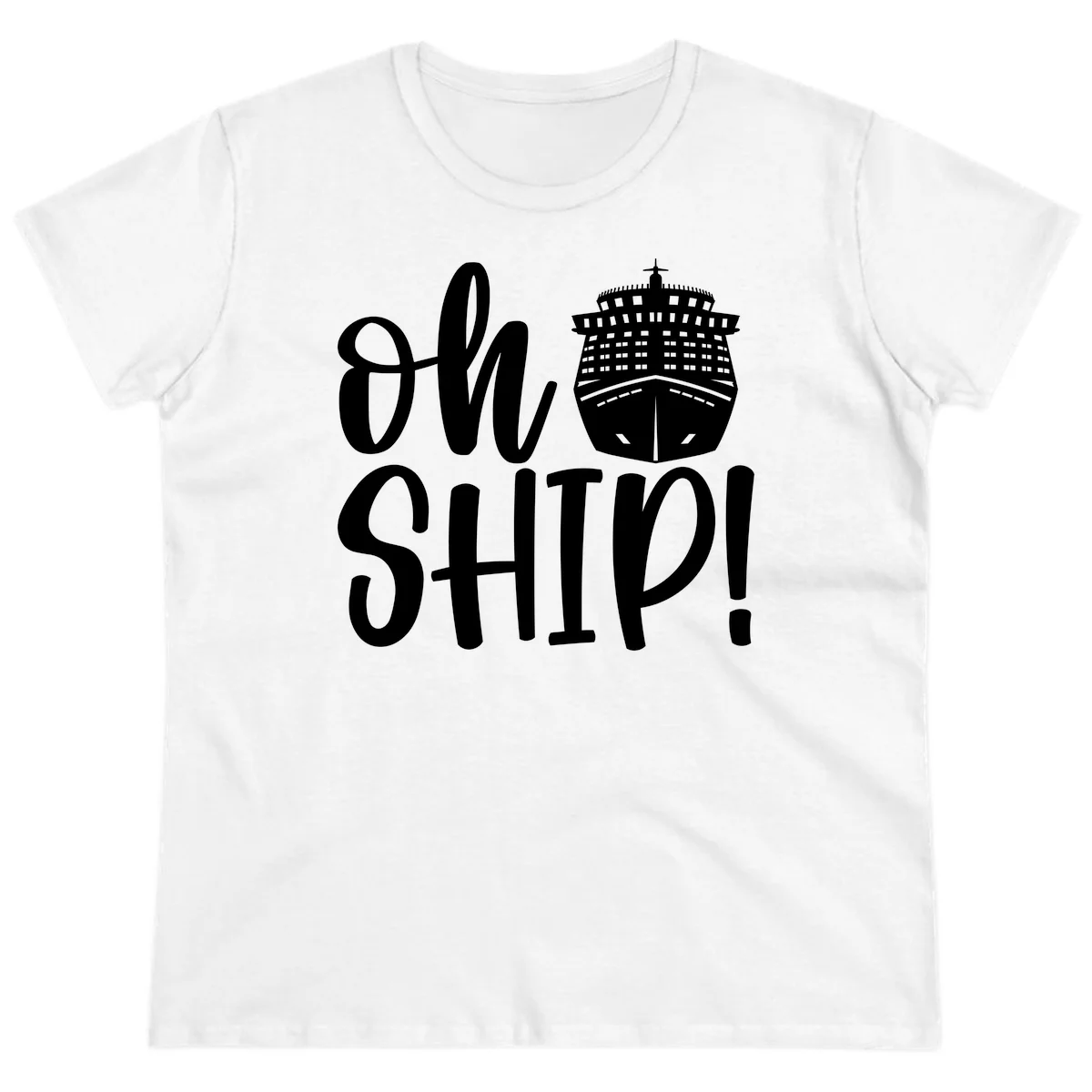 Ow Ship Cruise Design Ladies Tee in White