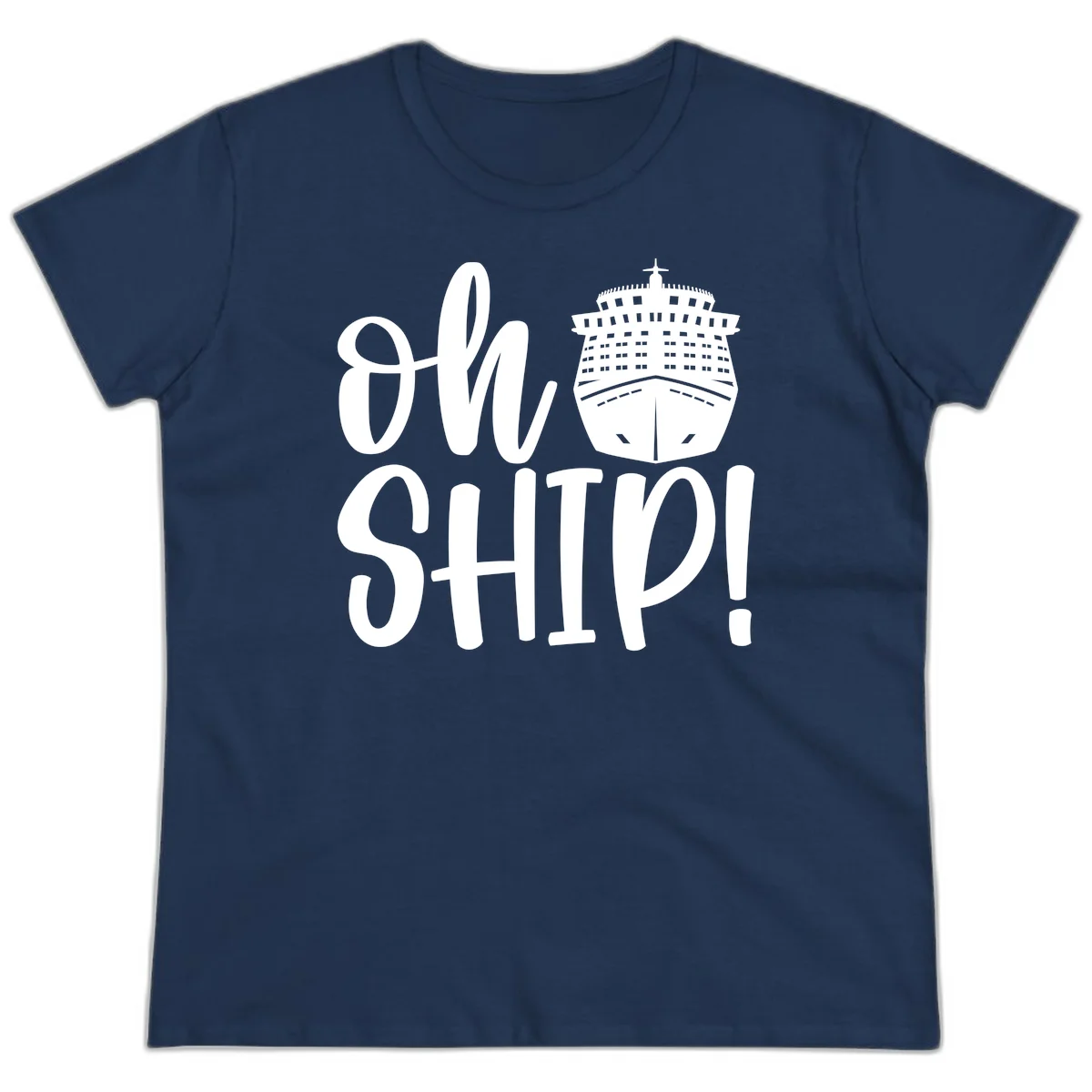 Ow Ship Cruise Design Ladies Tee in Navy