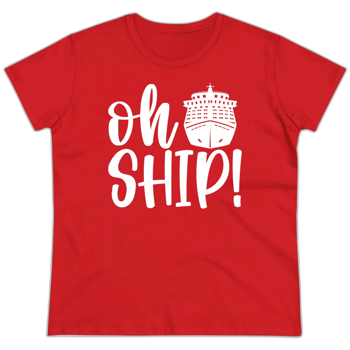Ow Ship Cruise Design Ladies Tee in Red