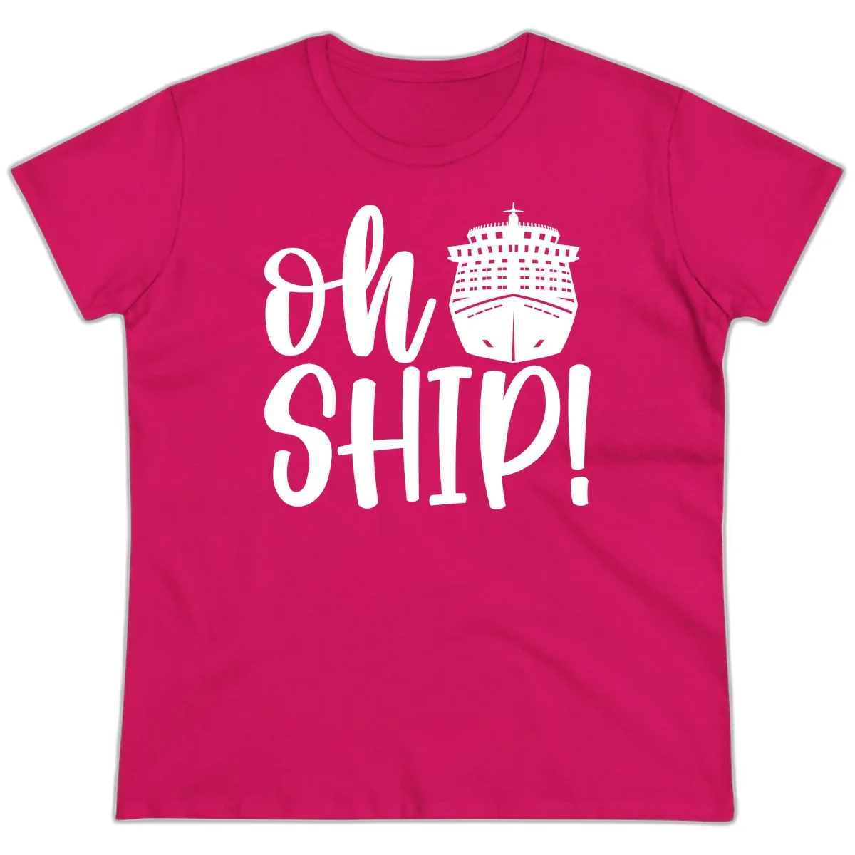 Ow Ship Cruise Design Ladies Tee in Heliconia