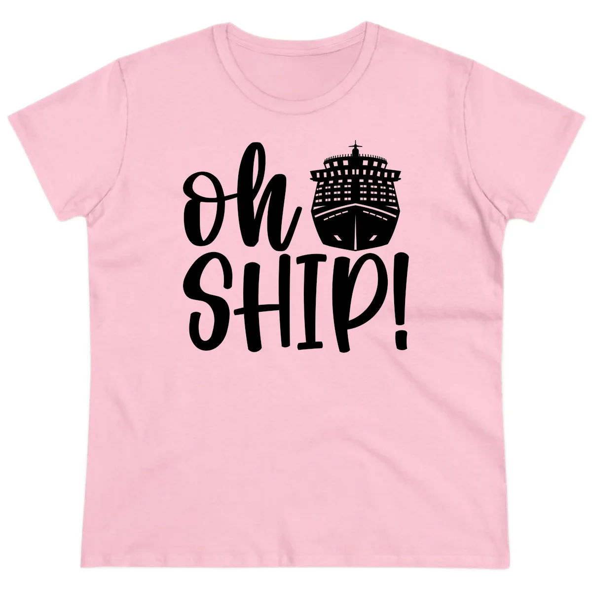 Ow Ship Cruise Design Ladies Tee in Light Pink
