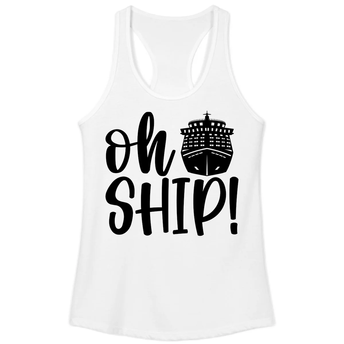 Ow Ship Cruise Design Ladies Tank in White