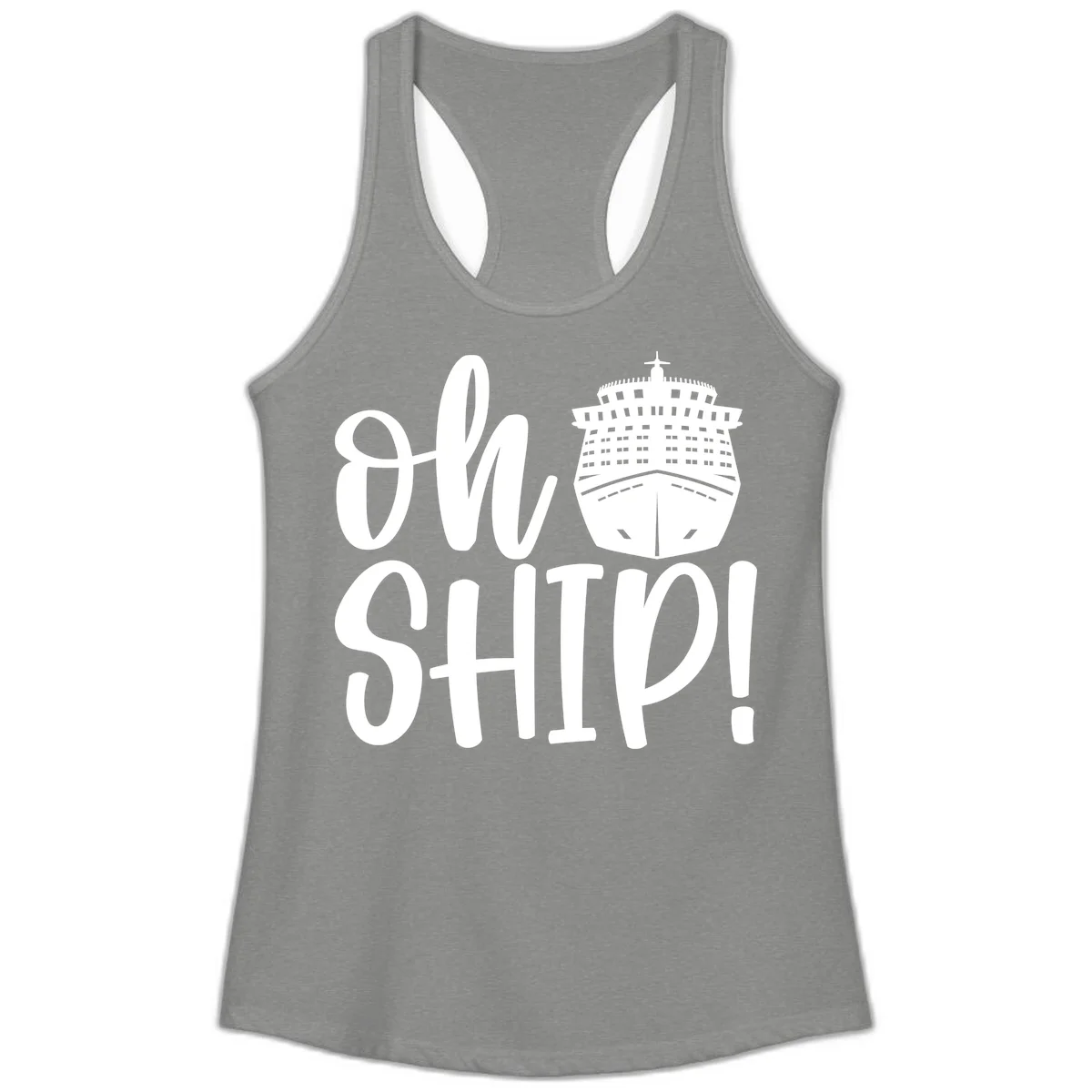 Ow Ship Cruise Design Ladies Tank in Heather Grey
