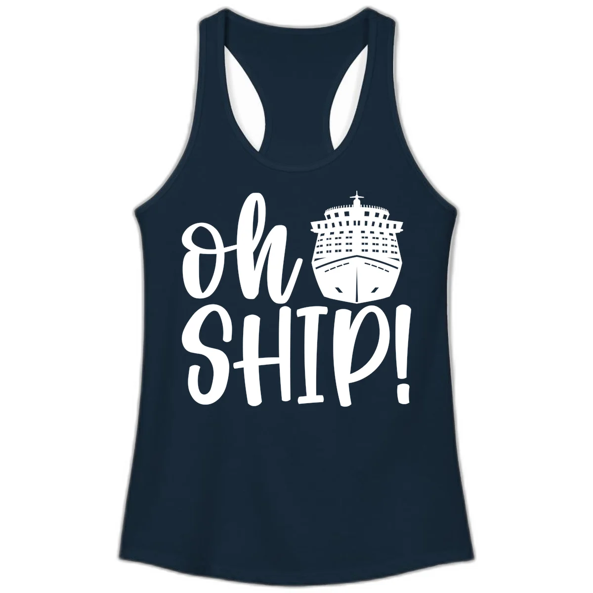 Ow Ship Cruise Design Ladies Tank in Solid Midnight Navy