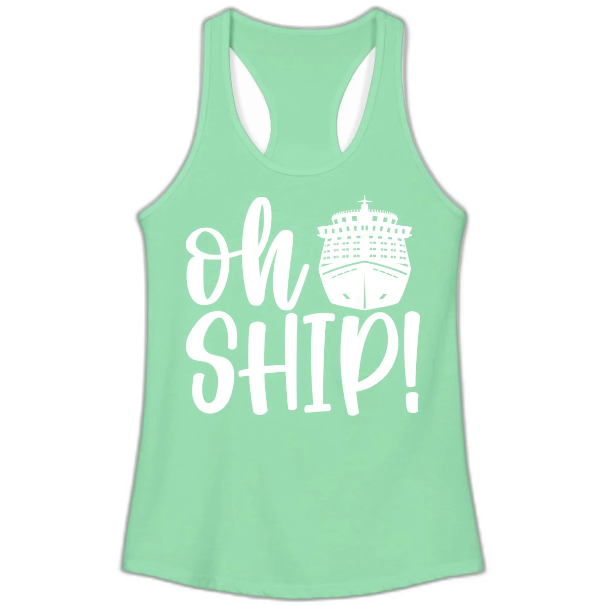 Ow Ship Cruise Design Ladies Tank in Solid Mint