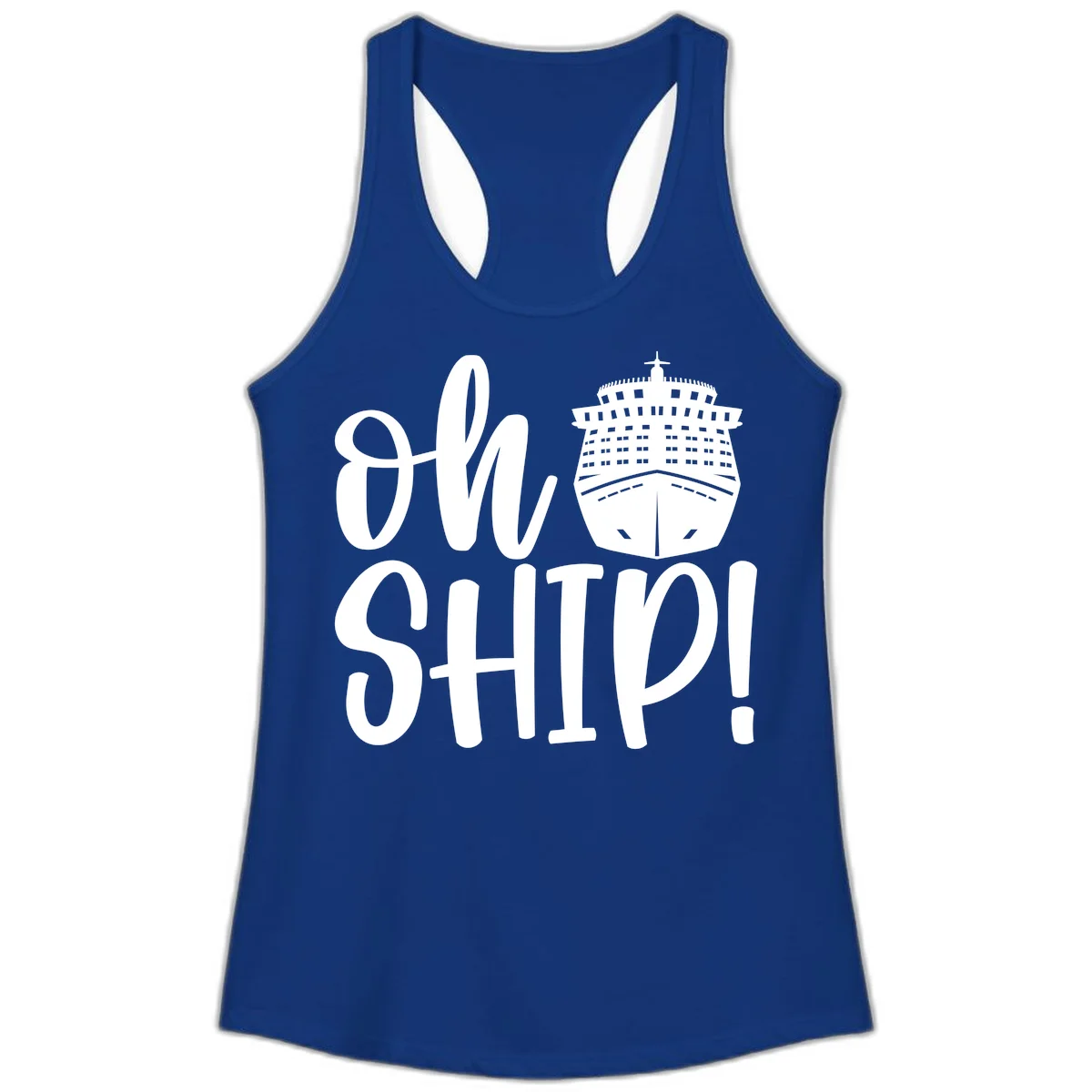 Ow Ship Cruise Design Ladies Tank in Solid Royal