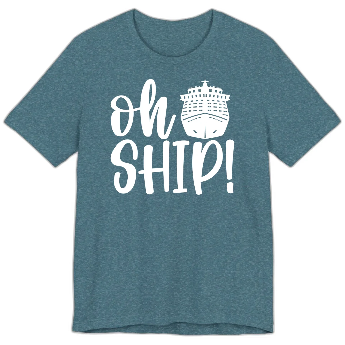 Ow Ship Cruise Design Premium T-Shirt in Heather Deep Teal