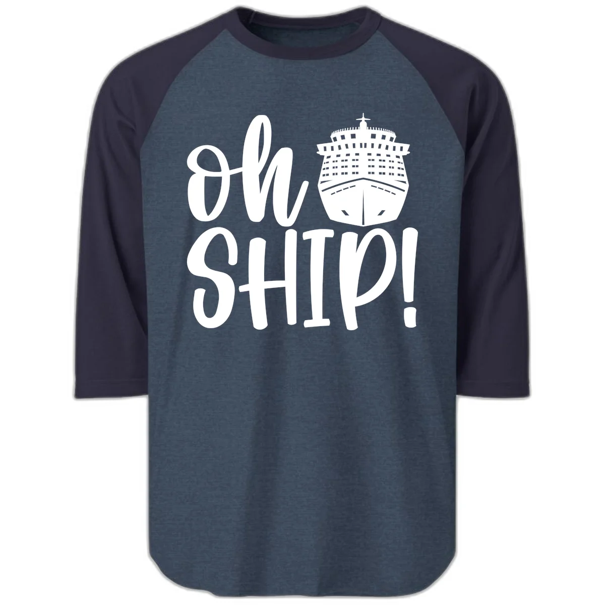 Ow Ship Cruise Design Raglan 3/4 in Heather Denim Navy