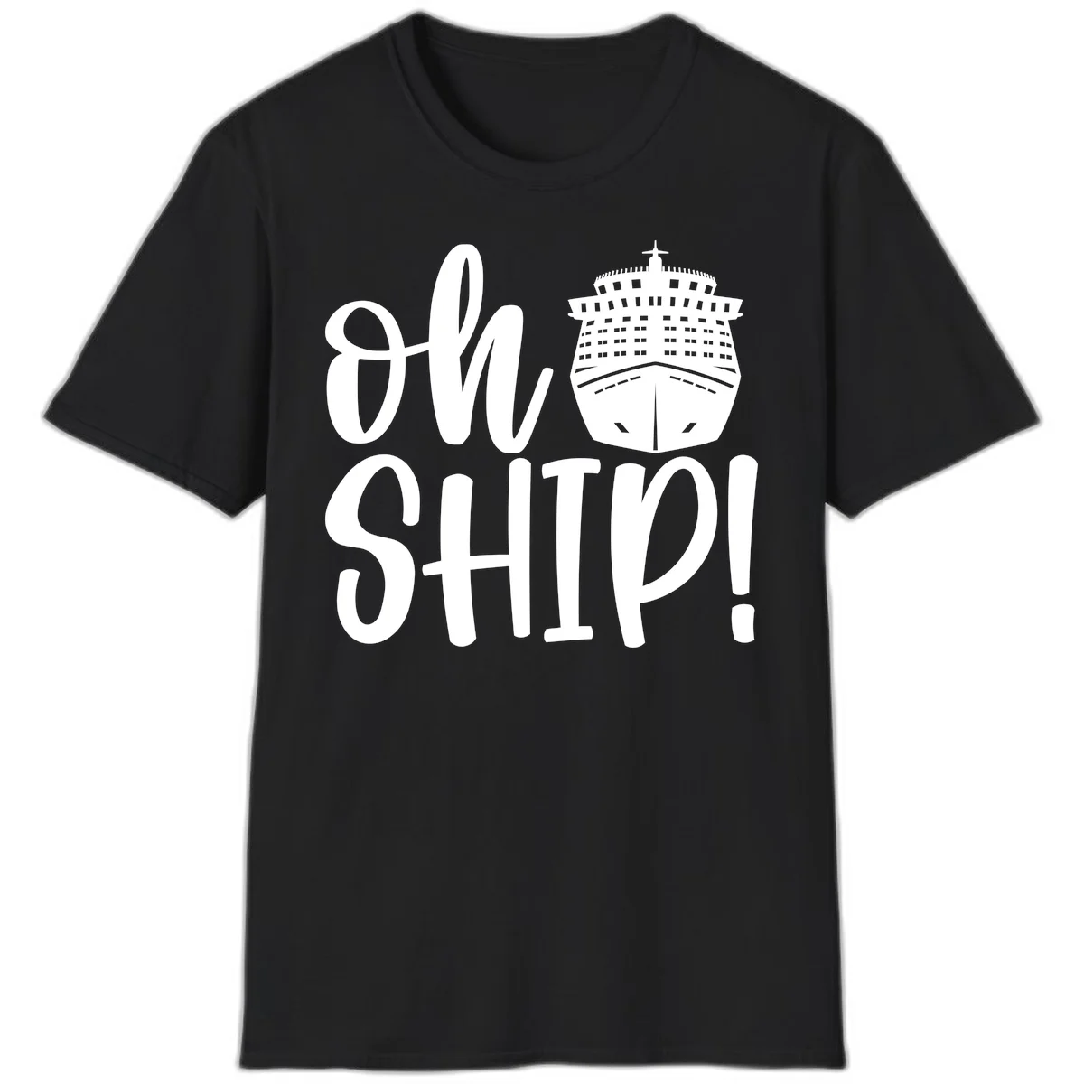 Ow Ship Cruise Design T-Shirt in Black