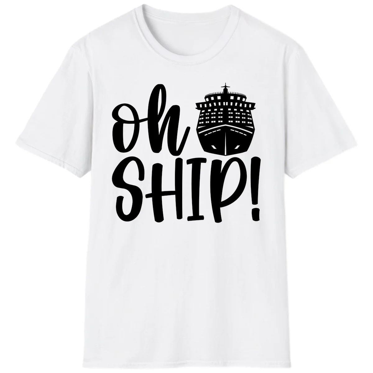 Ow Ship Cruise Design T-Shirt in White