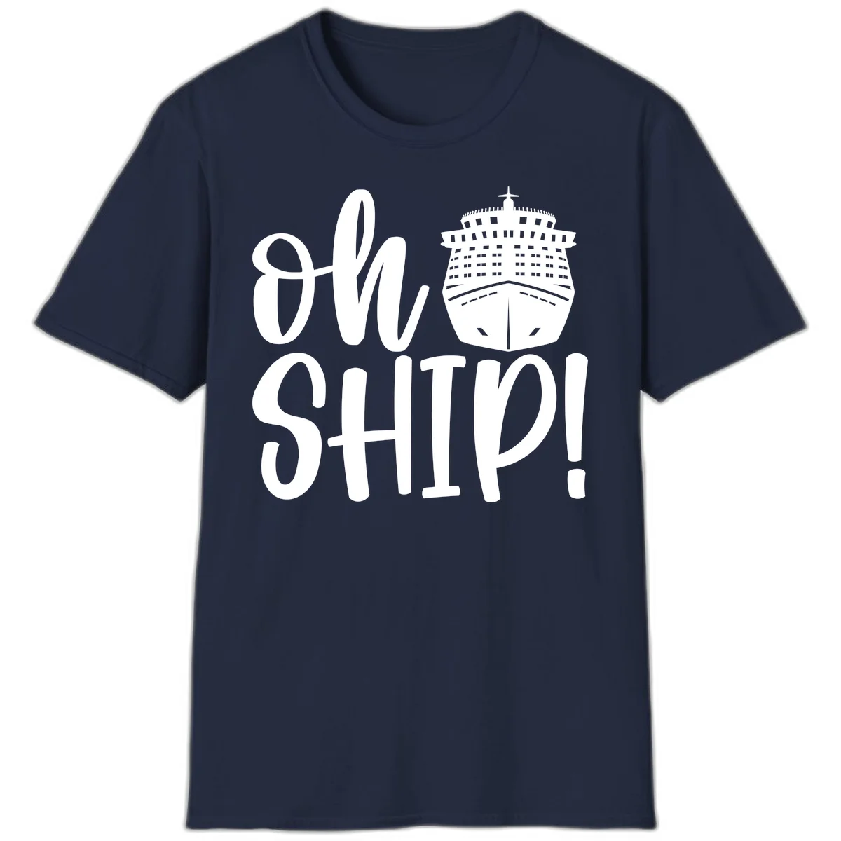 Ow Ship Cruise Design T-Shirt in Navy