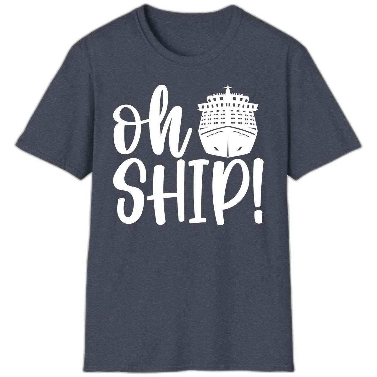 Ow Ship Cruise Design T-Shirt in Heather Navy