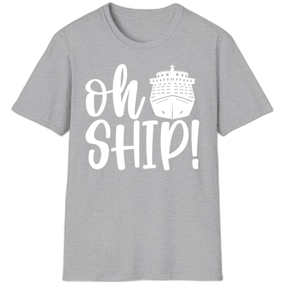 Ow Ship Cruise Design T-Shirt in Sport Grey