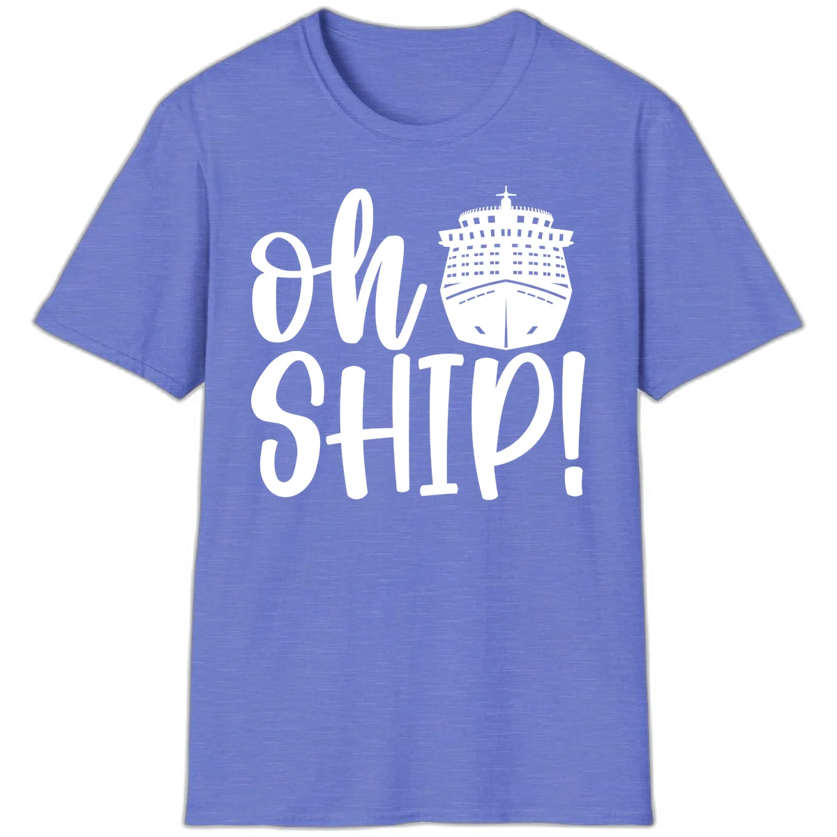 Ow Ship Cruise Design T-Shirt in Heather Royal