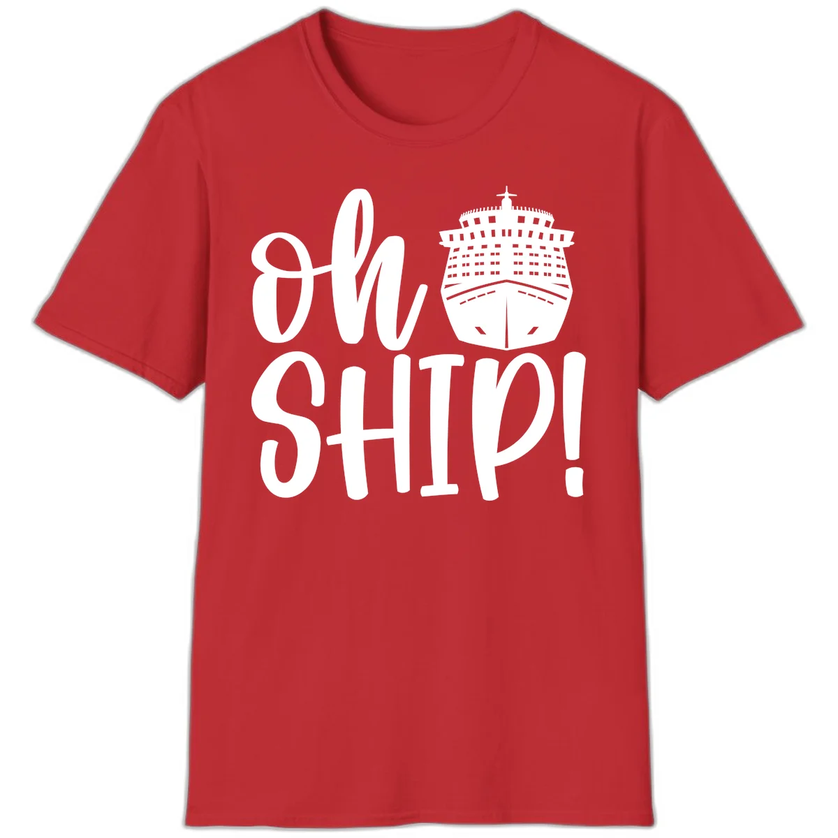 Ow Ship Cruise Design T-Shirt in Red