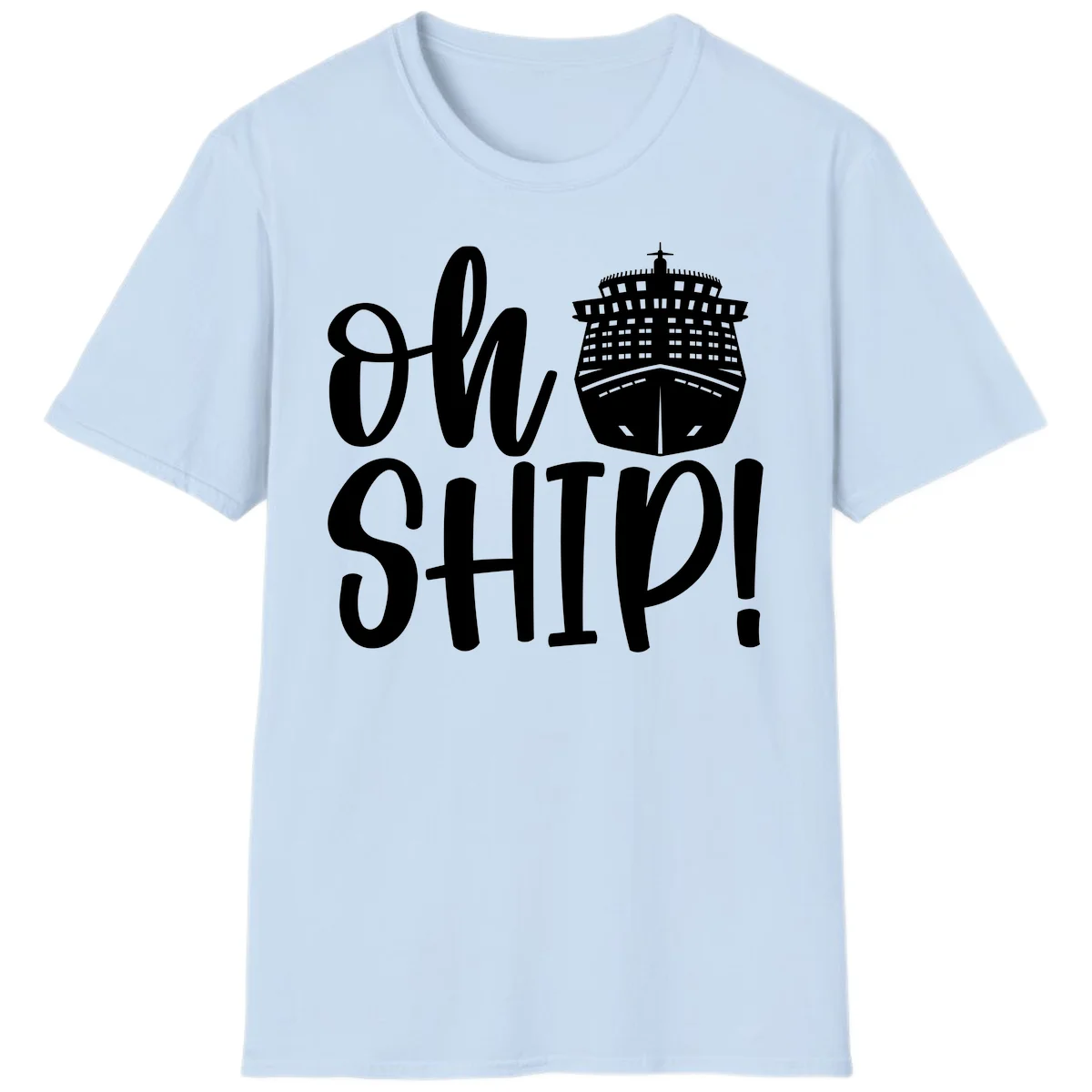 Ow Ship Cruise Design T-Shirt in Light Blue