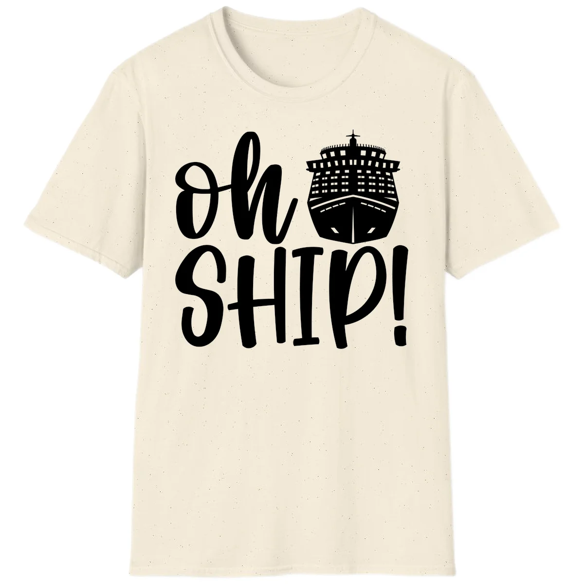 Ow Ship Cruise Design T-Shirt in Natural