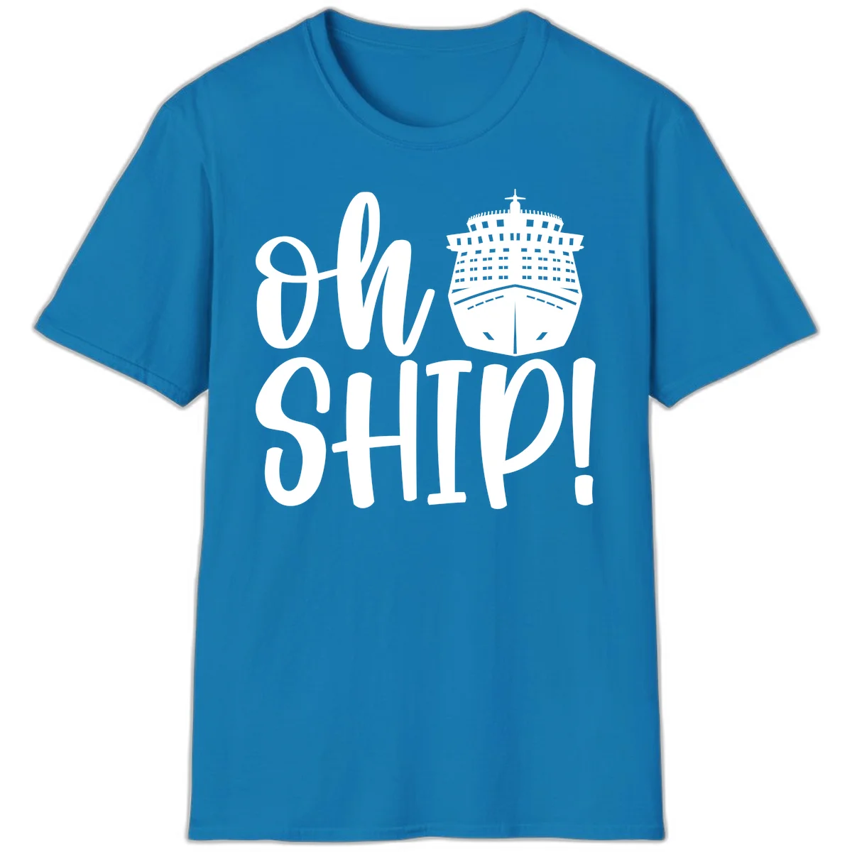 Ow Ship Cruise Design T-Shirt in Sapphire