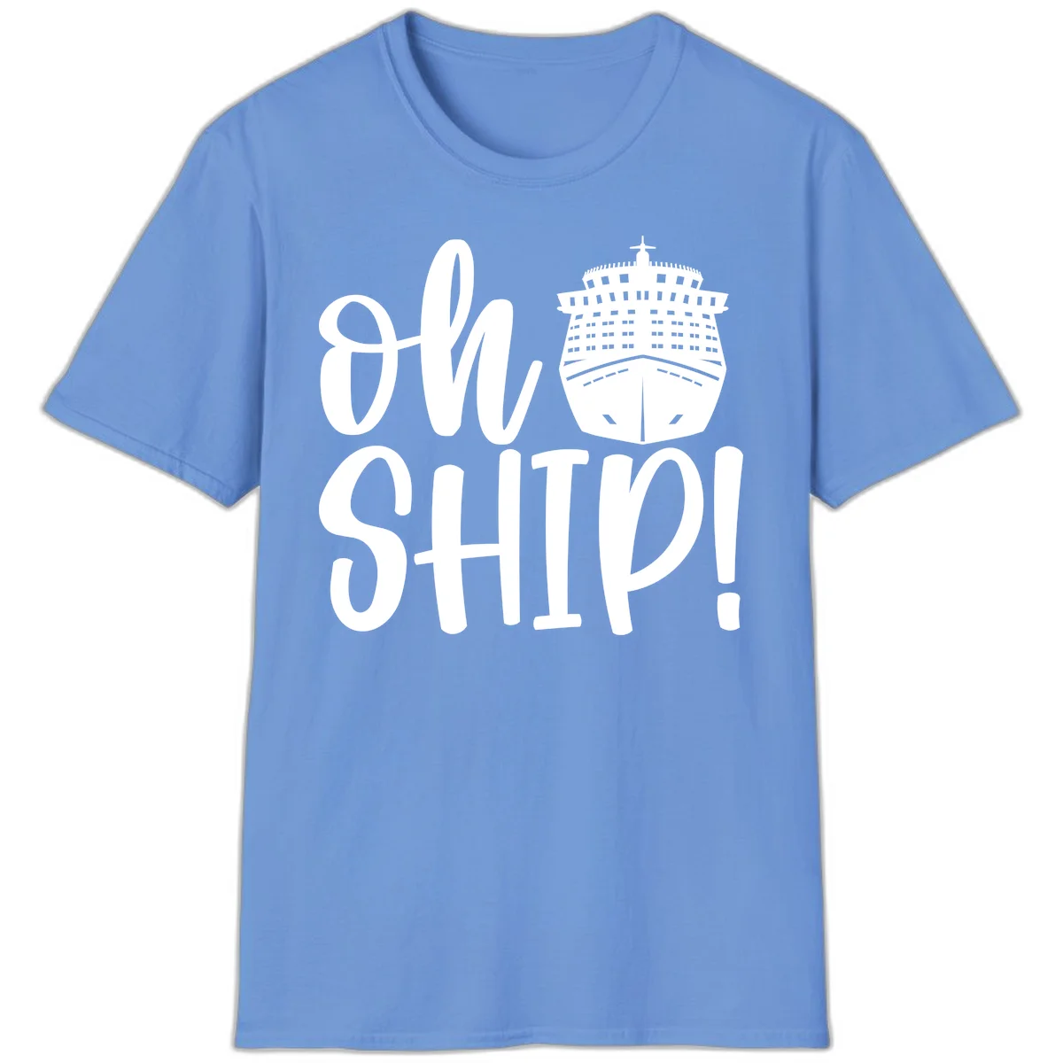 Ow Ship Cruise Design T-Shirt in Carolina Blue