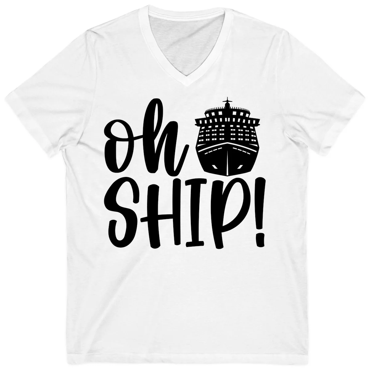 Ow Ship Cruise Design V-Neck in White