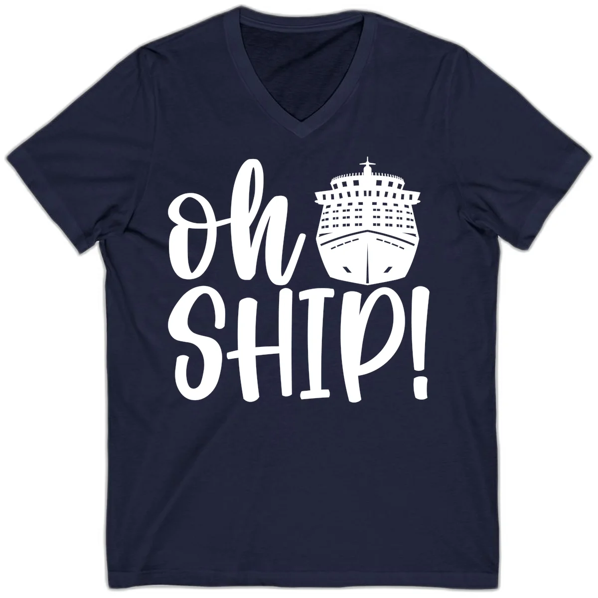Ow Ship Cruise Design V-Neck in Navy