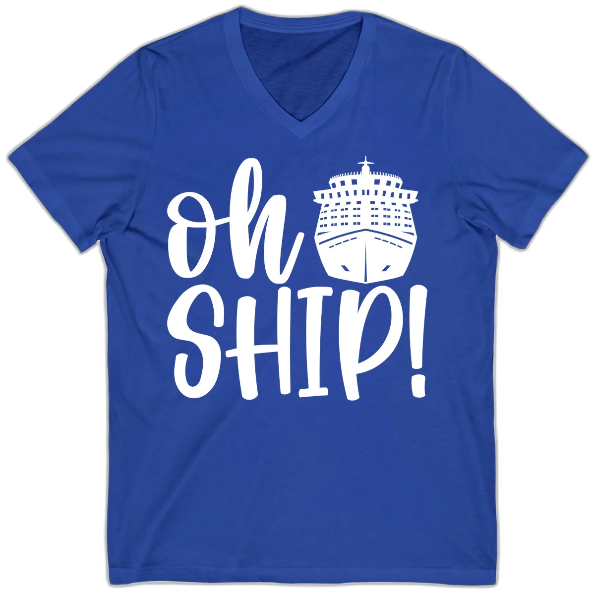 Ow Ship Cruise Design V-Neck in True Royal