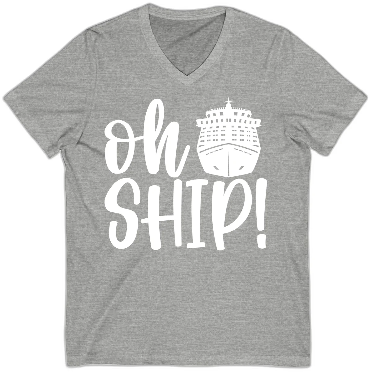 Ow Ship Cruise Design V-Neck in Athletic Heather