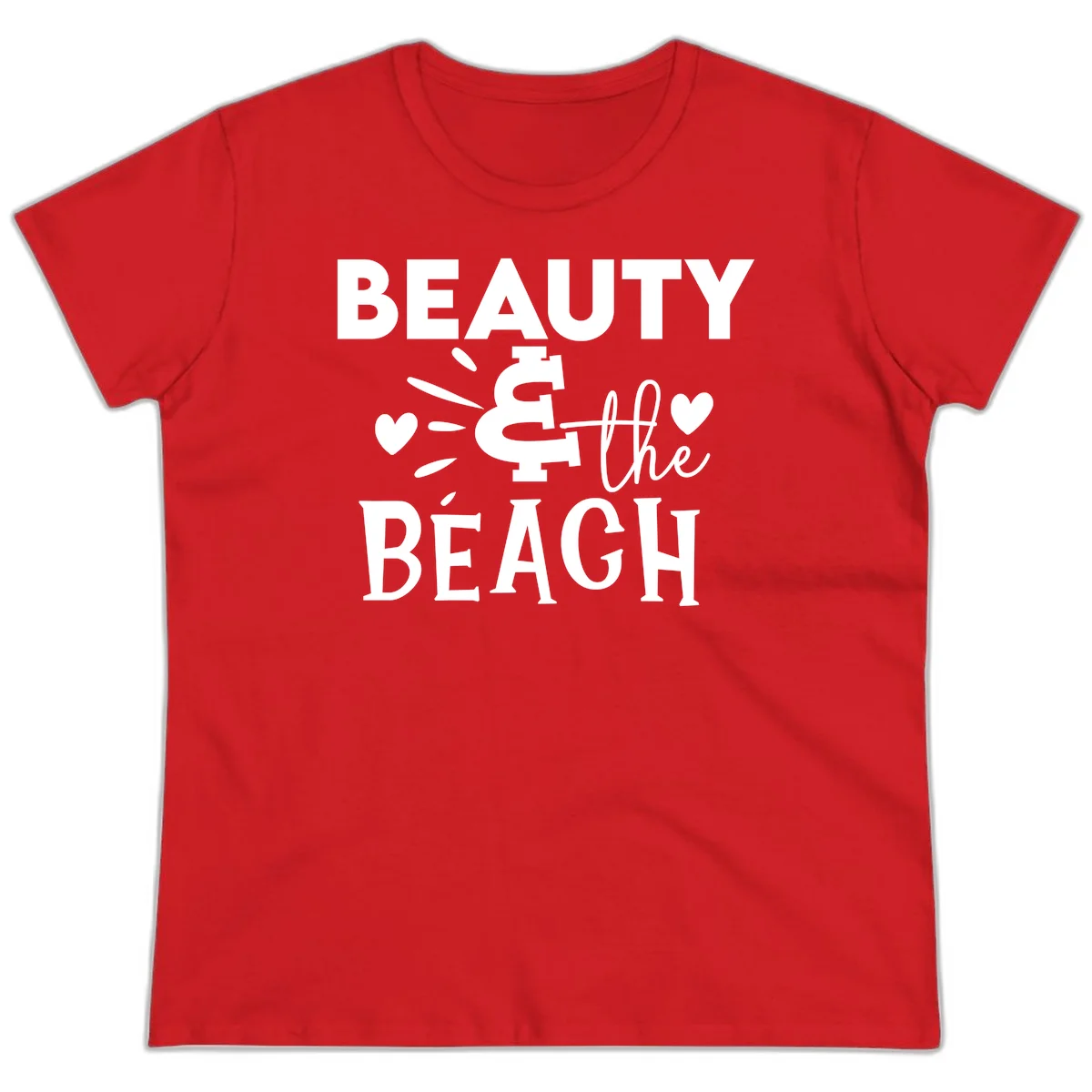 Beauty & The Beach Ladies Tee in Red