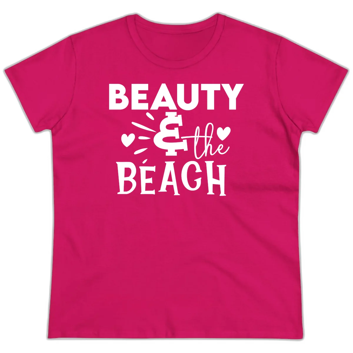 Beauty & The Beach Ladies Tee in Heliconia