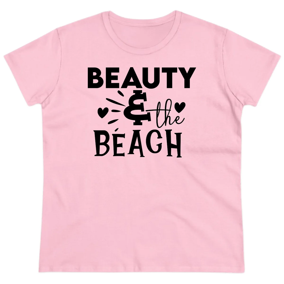 Beauty & The Beach Ladies Tee in Light Pink