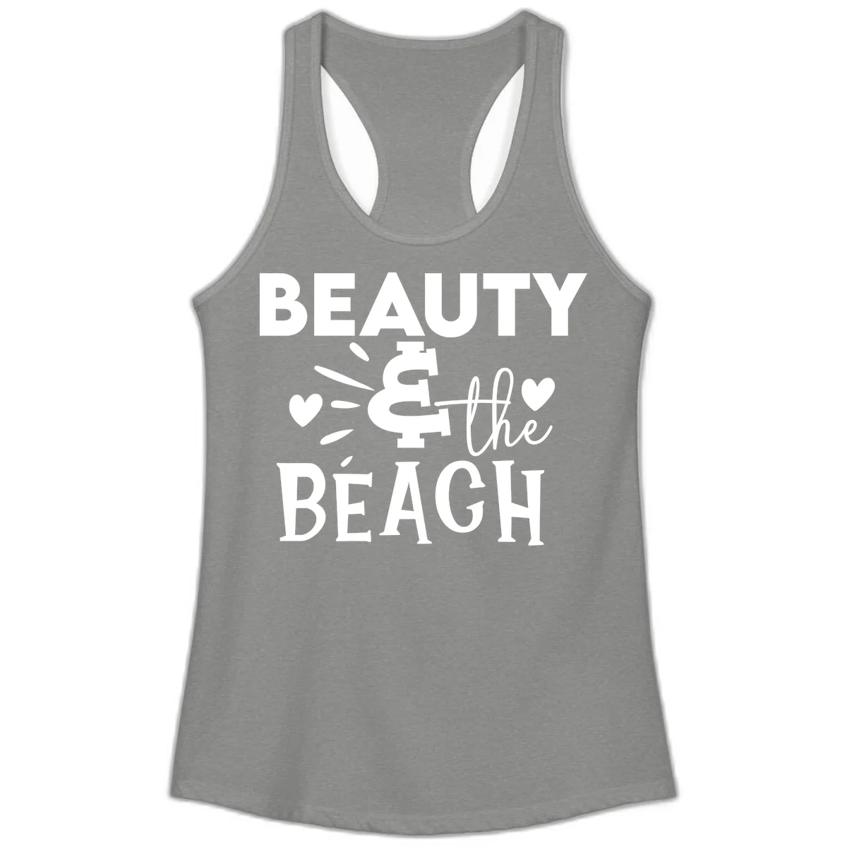 Beauty & The Beach Ladies Tank in Heather Grey