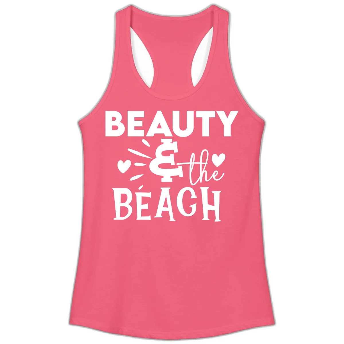 Beauty & The Beach Ladies Tank in Hot Pink