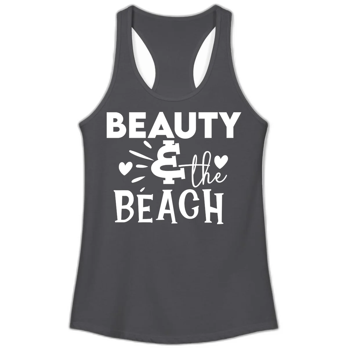 Beauty & The Beach Ladies Tank in Solid Dark Gray