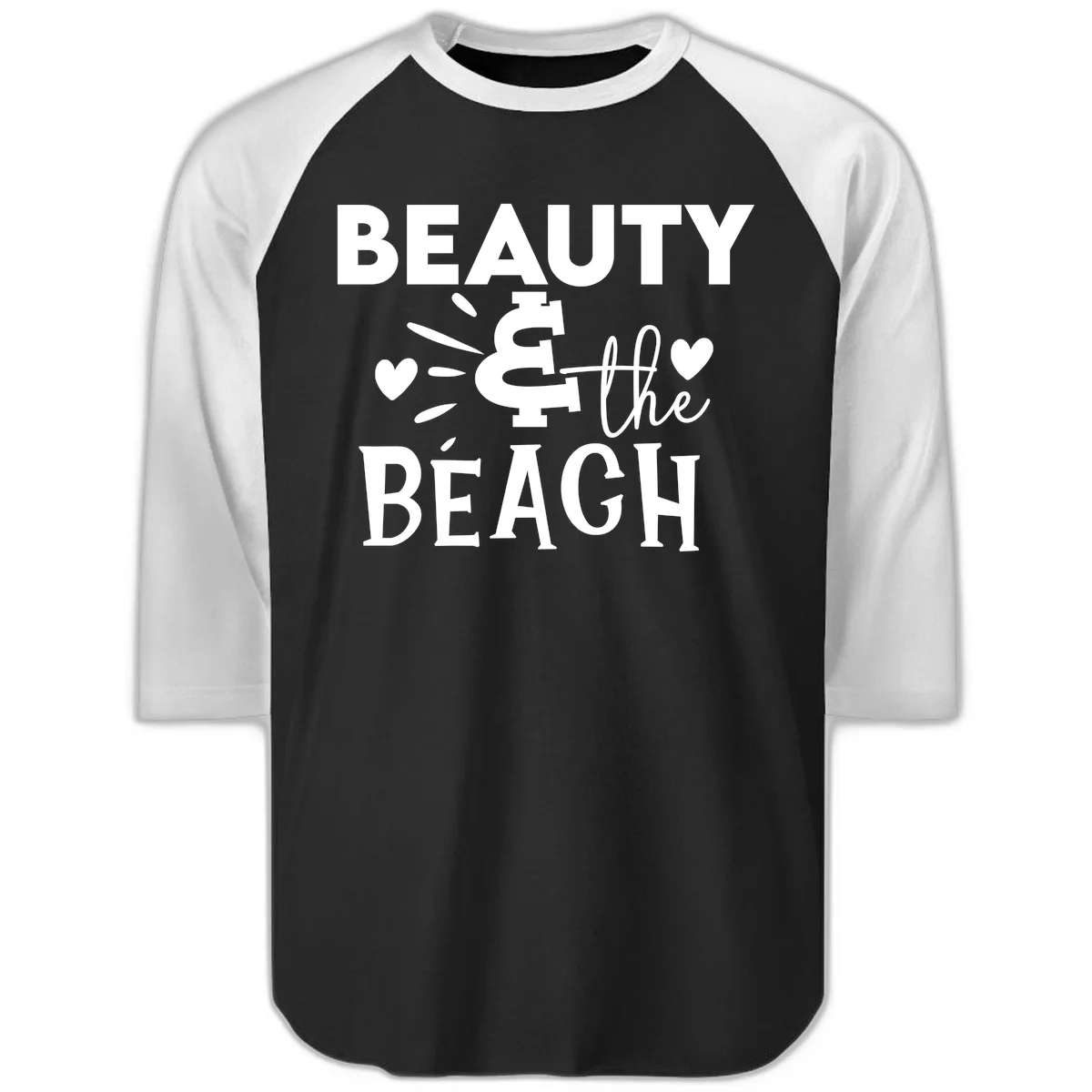 Beauty & The Beach Raglan 3/4 in Black White