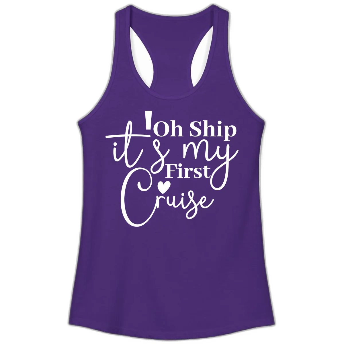 Oh Ship It's My First Cruise Ladies Tank in Solid Purple Rush