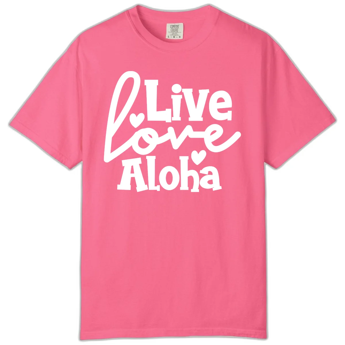 Live Love Aloha Comfort Colors Cruise Tee in Crunchberry
