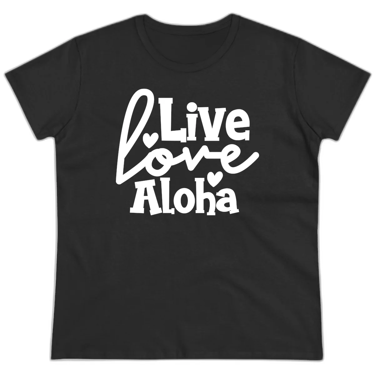 Live Love Aloha Ladies Cruise Vacation Tee in Black
